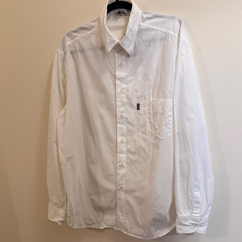 Moschino RTW White Shirt with Button-Hole Embroidery